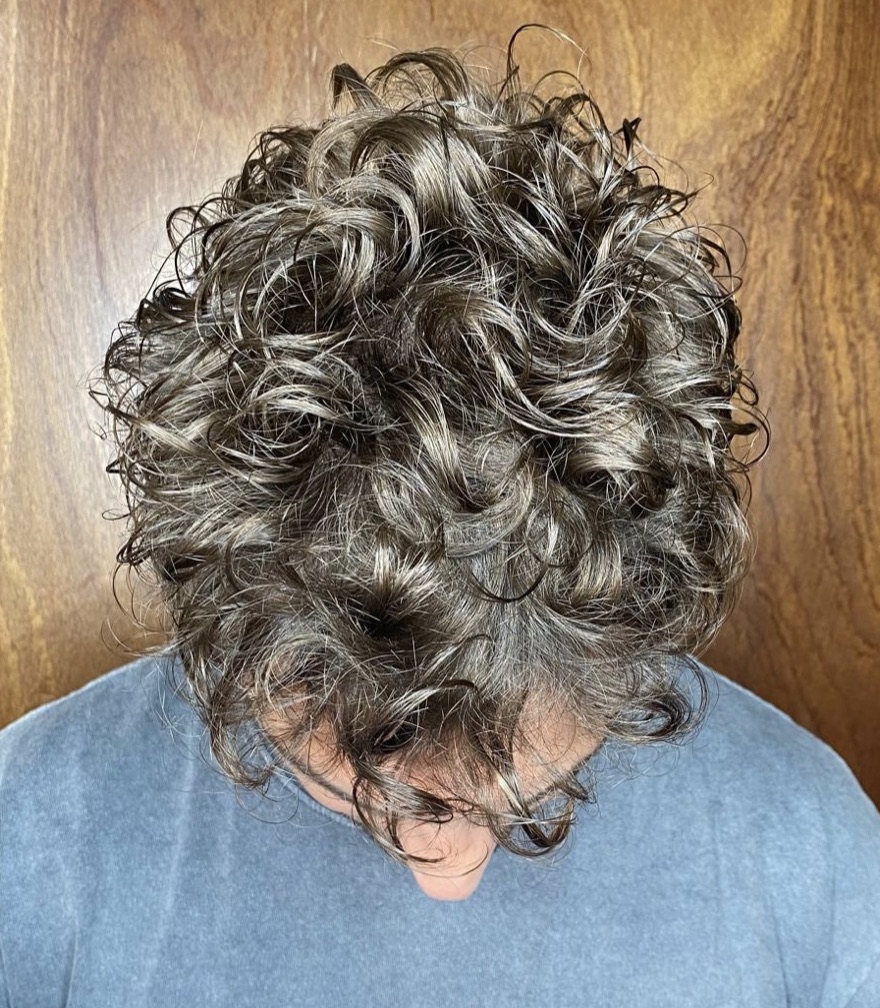 Modern men's perm — full curls, Land of Barbers Greenpoint